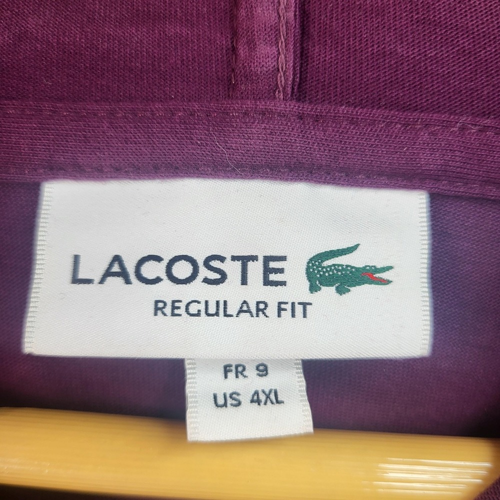 Lacoste Hoodie Mens 4XL Purple L23 Logo Regular Fit Long Sleeve Shirt Casual - Picture 3 of 7
